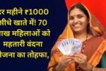 हर महीने ₹1000 सीधे खाते में! 70 लाख महिलाओं को महतारी वंदना योजना का तोहफा, बस 2 दस्तावेज चाहिए